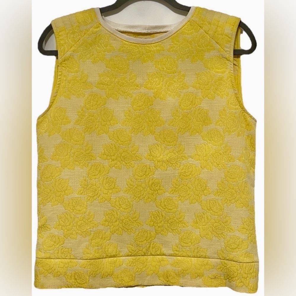 Zara Trafaluc‎ Yellow Jacquard Top Floral Texture Coquettecore Size Small - Picture 4 of 10